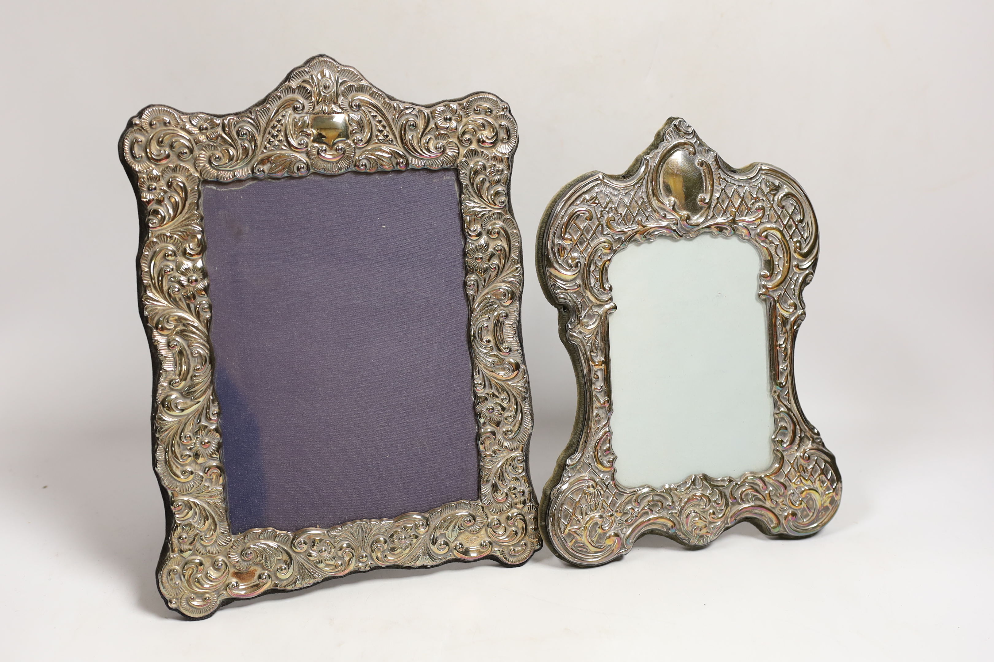 Five assorted modern silver mounted photograph frames, largest 27.5cm.